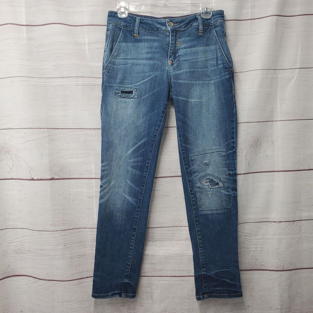 Zara Basic Z1975 Distressed Jeans Women's Size 36 US 4 Blue Denim